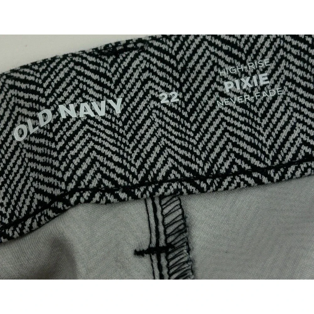Old Navy Pixie Black White Herringbone High Rise Stretch Pants Size 22 NEW